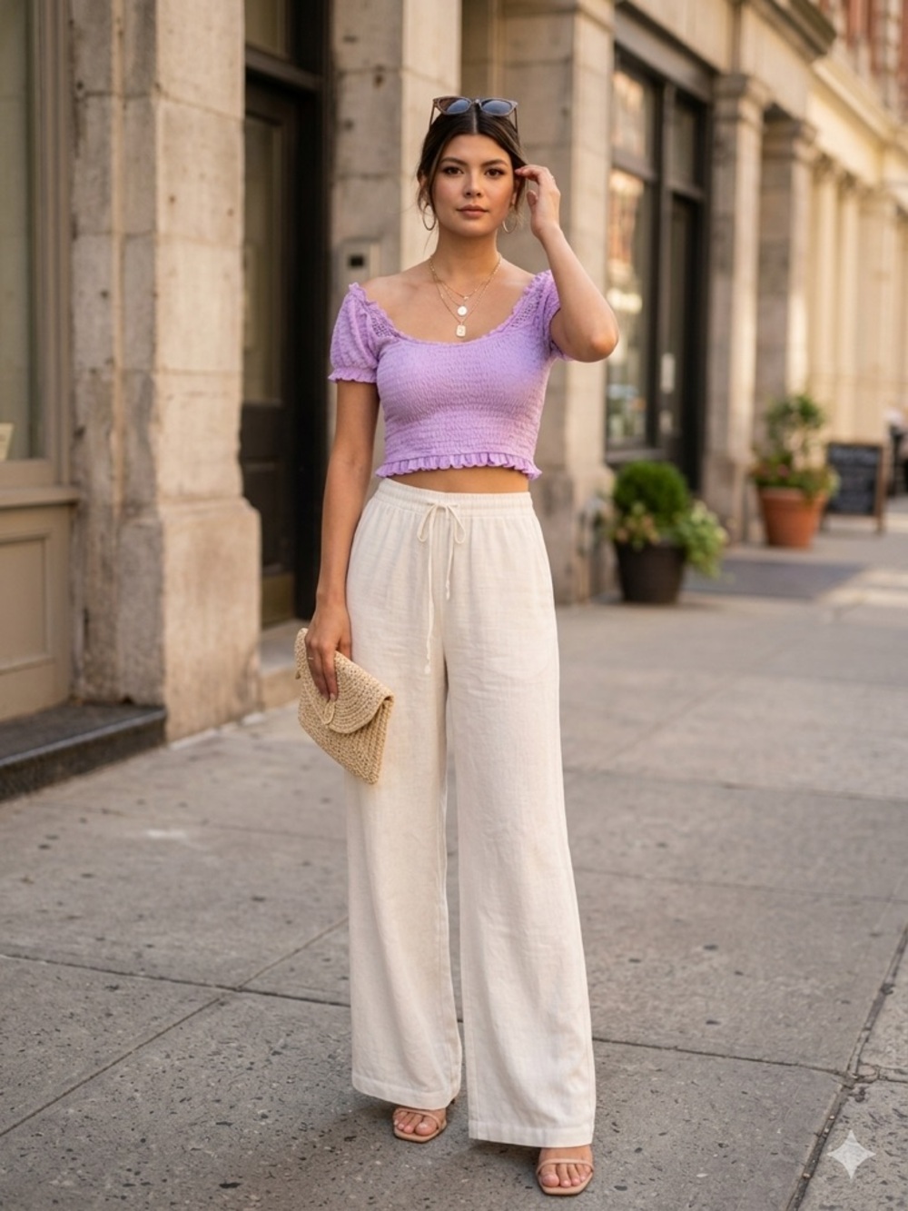 Blue Blush Lavender Smocked Crop Top Size M – Puff Sleeve Cottagecore Y2K